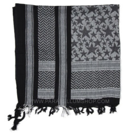 WHITE/BLACK SHEMAGH Scarf/shawl kefiah stars