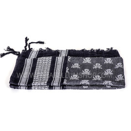 WH/BLACK SHEMAGH Scarf/shawl kefiah SKULL and swords pirate